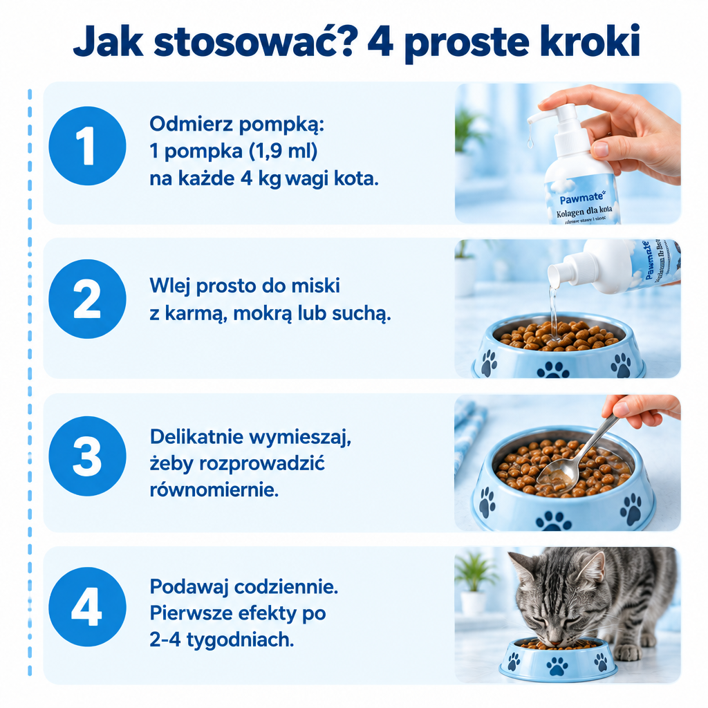 Jak stosować Pawmate Kolagen dla Kota w 4 krokach