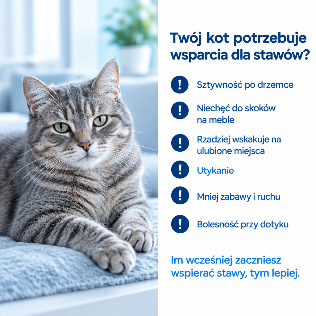 Objawy, że kot potrzebuje wsparcia stawów