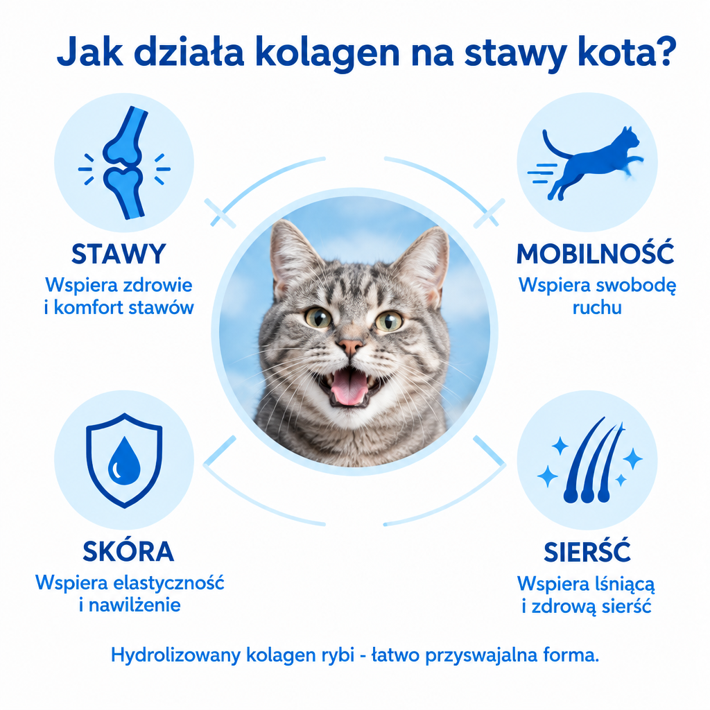 Jak działa kolagen na stawy kota – stawy, mobilność, skóra, sierść