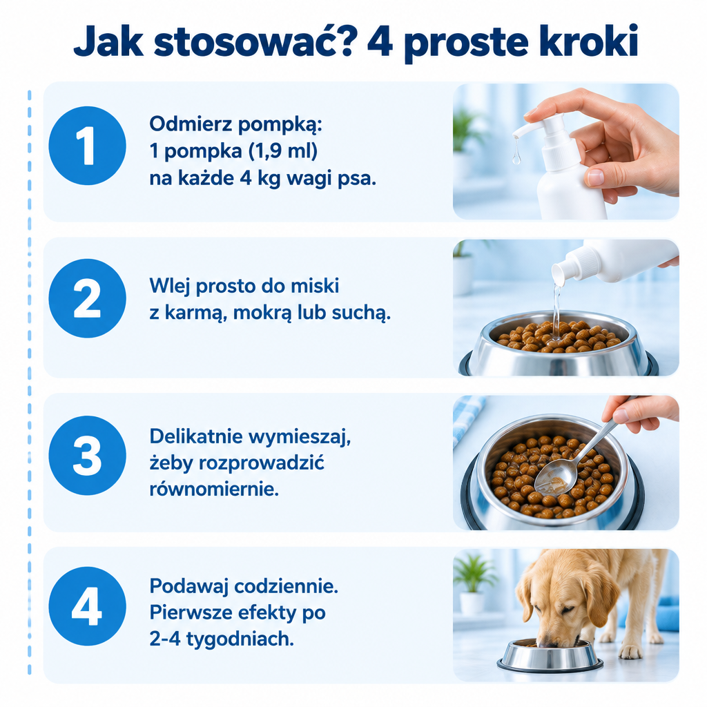Jak stosowac Pawmate Kolagen dla Psa w 4 krokach